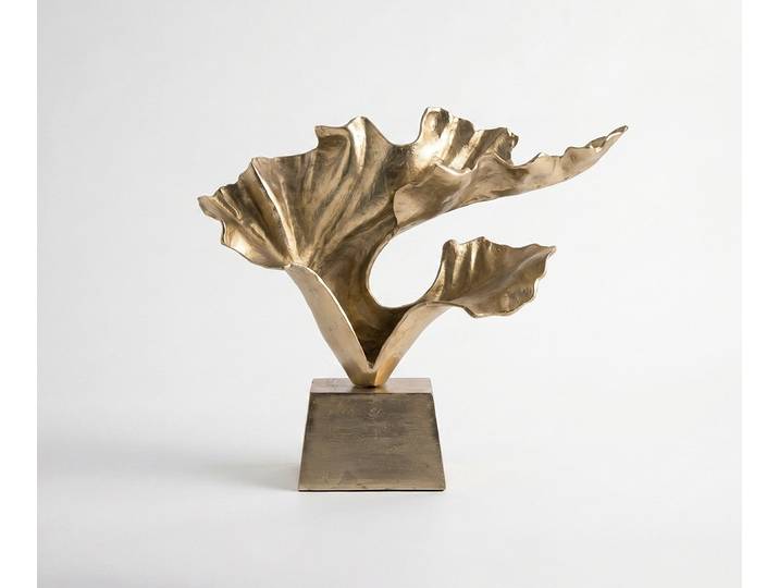 Skulptur Ginkara B60 x T18 x H57 cm Aluminium Champagner Handgemacht, Wohnaccessoires