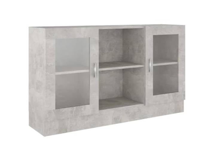 Helloshop26 Vitrinenschrank, 120 x 30 x 70 cm, praktisch, modern, schlichter Stil, aus Holz, Betongrau, 02_0047767