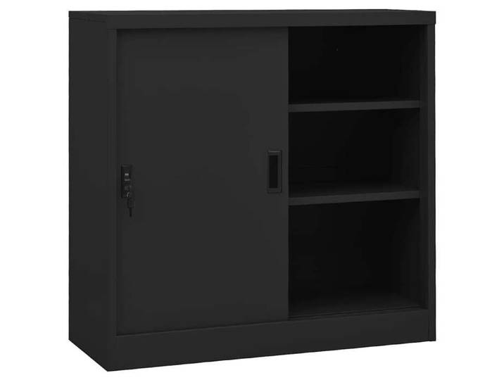 Armoire de bureau - - Porte coulissante - Anthracite - Acier - 90x40x90cm