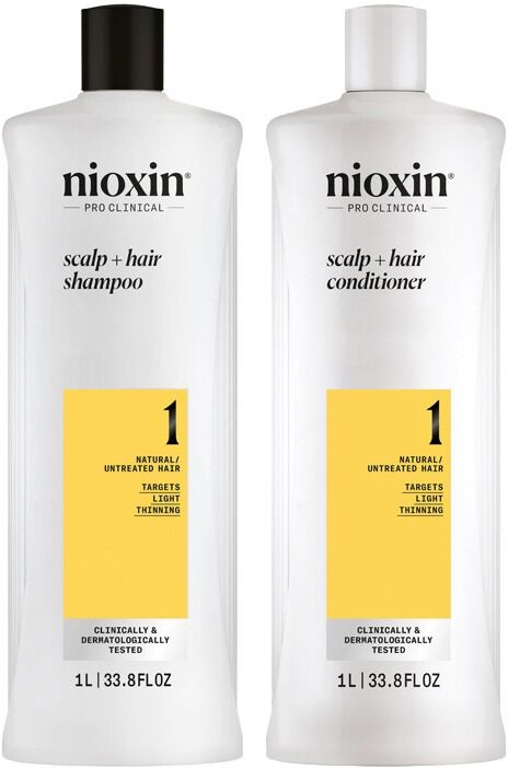 Nioxin Systems Shampoo, System 1 1000ml & Systems Conditioner, System