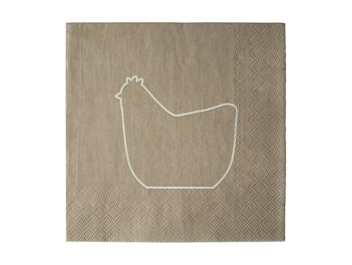 DBKD Serviette en papier Happy hen 33x33 cm Lot de 20 Brun
