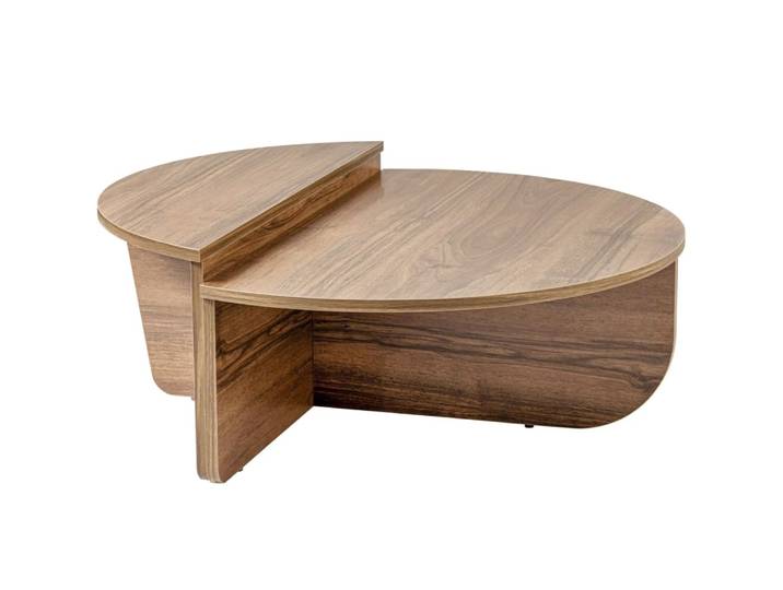 Table basse modulable ronde effet noyer ø90 cm