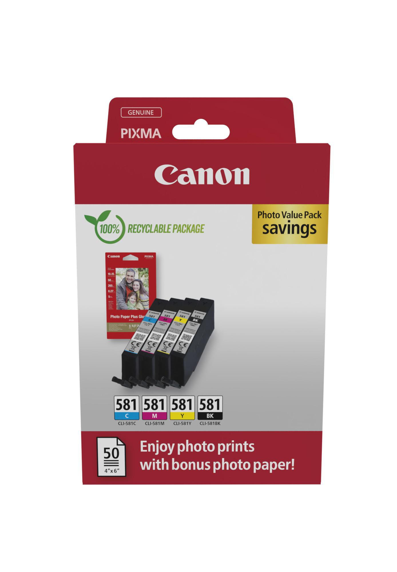 Canon CLI-581 2106C006 Original Druckerpatronen Multipack + Fotopapier