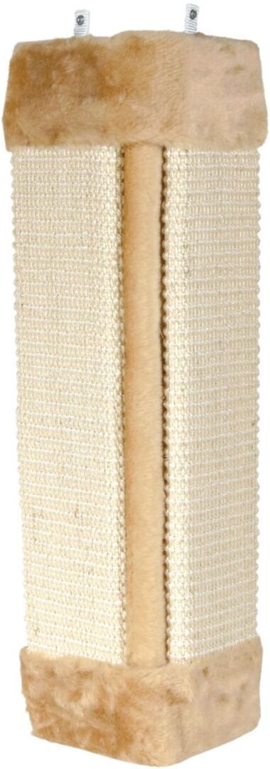TRIXIE Kratzbrett für Ecken, Sisalteppich / Plüsch, Katzenmi., 23 x 49 cm, natur / beige
