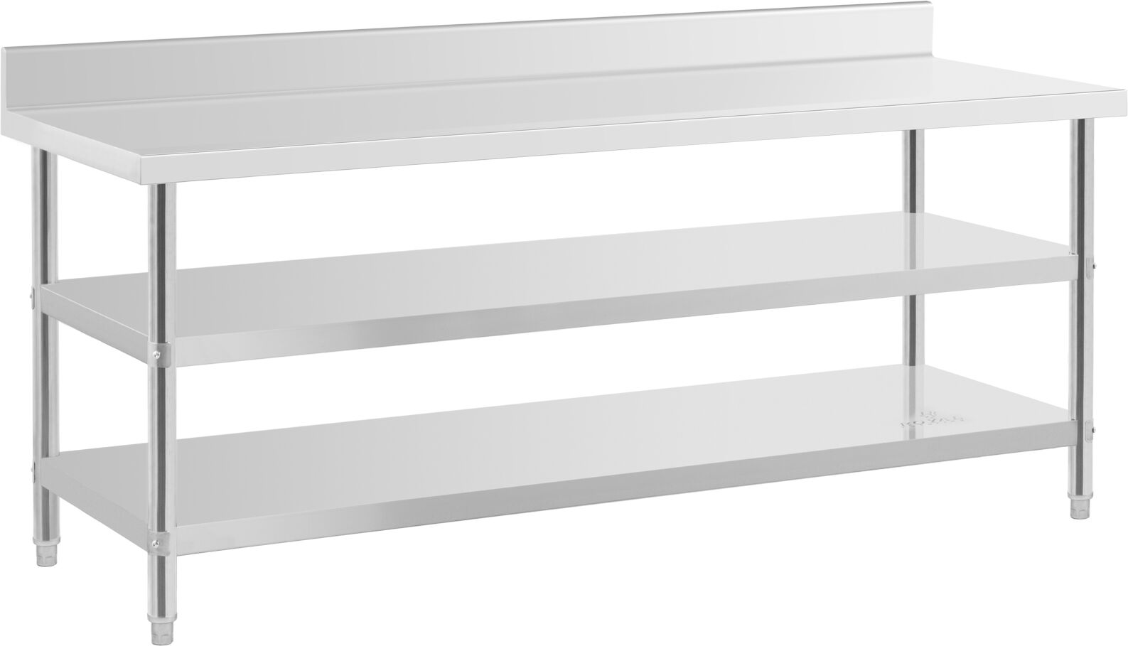 Edelstahl-Arbeitstisch - ECO - 200 x 70 cm - 500 kg - Zwischenboden - Royal Catering