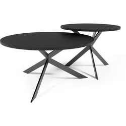 COUCHTISCH Lira, Doppel Kaffeetisch im Loft-Stil, Schwarz