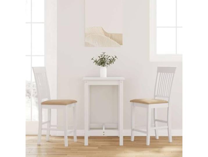 VIHHQGC Barhocker mit Kissen 2 STK. Weiß Massivholz Gummibaum Ergonomisches Design, Rückenlehne, stoßfest, langlebig, Esszimmer, Wohnzimmer