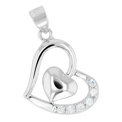 Herzanhänger AKZENT "Banja" aus 925 Sterlingsilber, rhodiniert, langlebig", silber (silberfarbig), Schmuckanhänger, Damen, Silber 925 (Sterlingsilber)