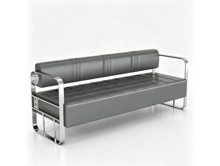 Cxlly Wartezimmerbank 3-Sitzer, Leder Empfangscouch mit Edelstahlrahmen Cxlly Wartezimmerbank 3-Sitzer, Leder Empfangscouch mit Metallgestell(Gray,150cm/59 )