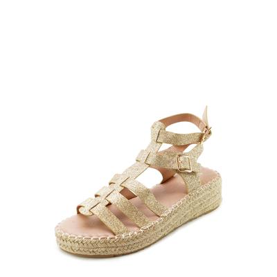 Sandale FINDLAY "TILIA", Damen, Gr. 38, goldfarben, Lederimitat, Schuhe Sandale, im funkelnden Design
