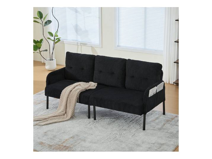 Celya Sofa Dreisitzer mit weicher Komfortpolsterung,praktischen Seitentaschen, hoher Rückenlehne, Stabile Metallfüße und robuste Konstruktion