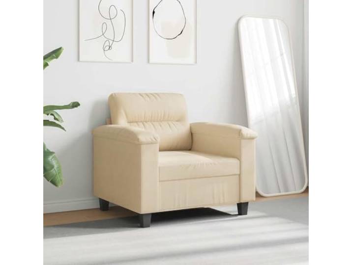 KTHLBRH Sessel Creme 60 cm aus Mikrofaser Modernes Design, Metallrahmen, Schaumstoff, maximale Belastung 110 kg, leicht zu reinigen