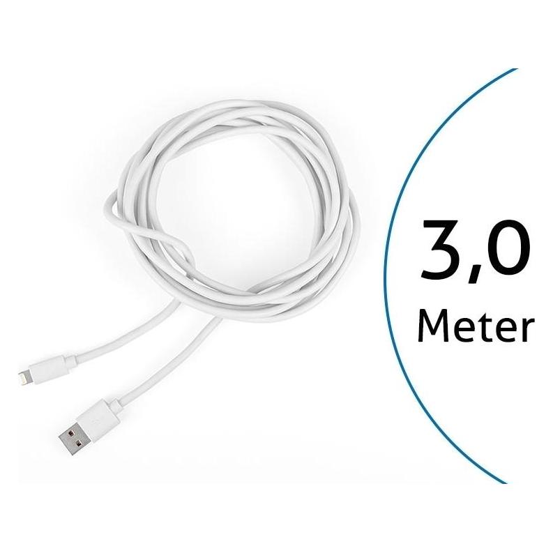 TecLines TUC010W USB Kabel für iPad (Lightning) 3m, weiss (3 m, USB 3.2 Gen 1) (TUC010W)
