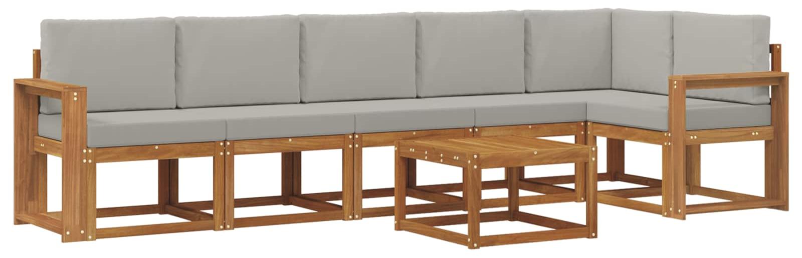 Outdoor-Sofagarnitur mit Kissen 7 pcs Natürlich und Hellgrau