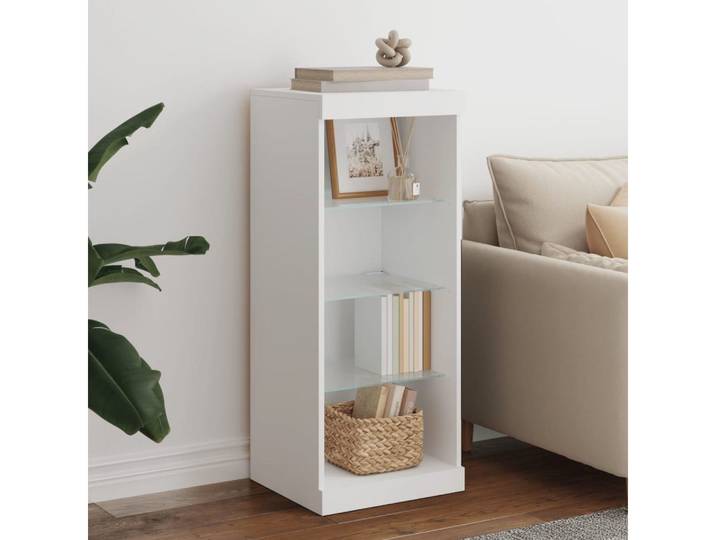 furnicato Sideboard mit LED-Beleuchtung 41x37x100 cm Weiß (1 St), RGB-LED-Beleuchtung für Anrichte mit USB-Anschluss im Wohnzimmer