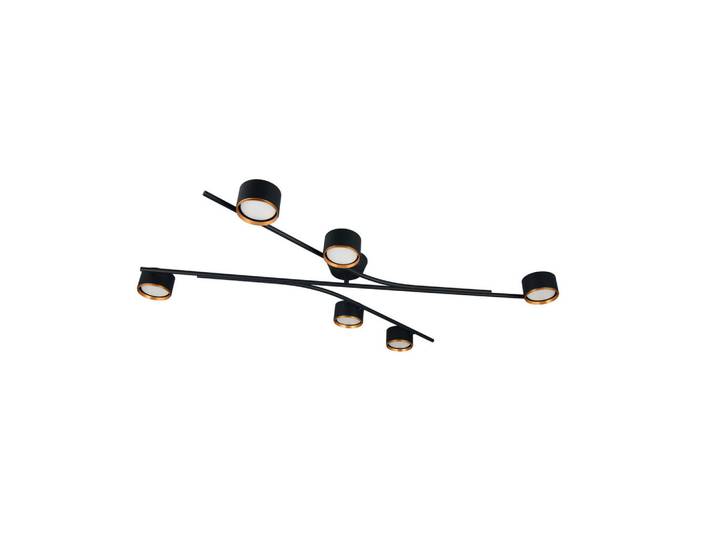Trio Leuchten Deckenleuchte Coda, Schwarz, Goldfarben, Messingfarben, Metall, 75.5x11x113.5 cm, schwenkbar, Lampen & Leuchten, Innenbeleuchtung, Deckenleuchten, Deckenleuchten