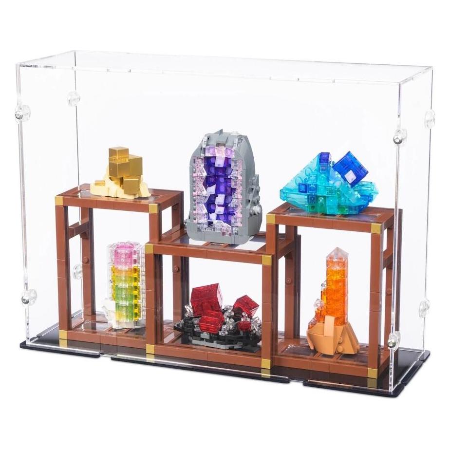 iDisplayit Acryl-Display für LEGO 21362 Mineraliensammlung (Mit schwarzem Boden) (EC321024N-BLK)