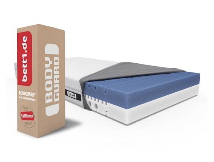 bett1 BODYGUARD Anti-Kartell-Matratze 80x200. Deutschlands meistgekaufte Matratze (2in1 Liegehärten Mittelfest & Fester, Bezug 60°C waschbar, Oeko-TEX 100, Ergonomiemodule, QXSchaum)