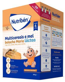 Nutribén Papa Bebé Multicereais Mel Bolacha Maria 600 gr
