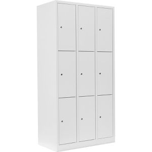 Lüllmann Schließfachschrank 520337, weiß, 9 Fächer, Stahl, 89 x 180cm, mit Zylinderschloss