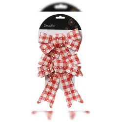 Christmas Decorations Schleifen 17cm Kariert 2er Set Geschenkschleifen Weihnachtsschleifen Dekoschleifen festliche Dekoration Weihnachten Hochzeit rot weiß