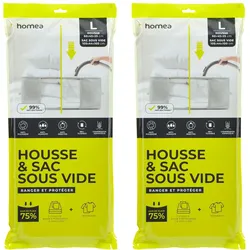 Homea, Kleidersack + Hängeaufbewahrung, 2er-Set Vakuumbeutel mit Aufbewahrungshülle 105x44x100/60x45x25 cm: Kompressionsbeutel