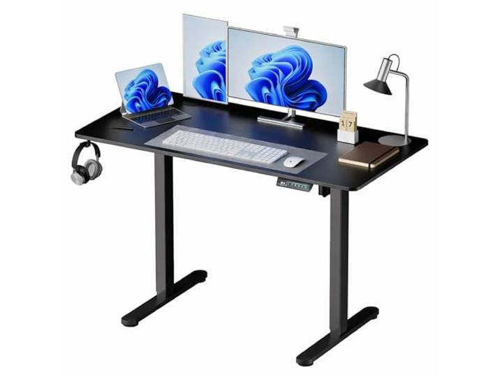 Relaxdays Bureau Assis-Debout\, électrique\, Affichage LED\, Choix de Tailles\, métal\, Aspect Bois