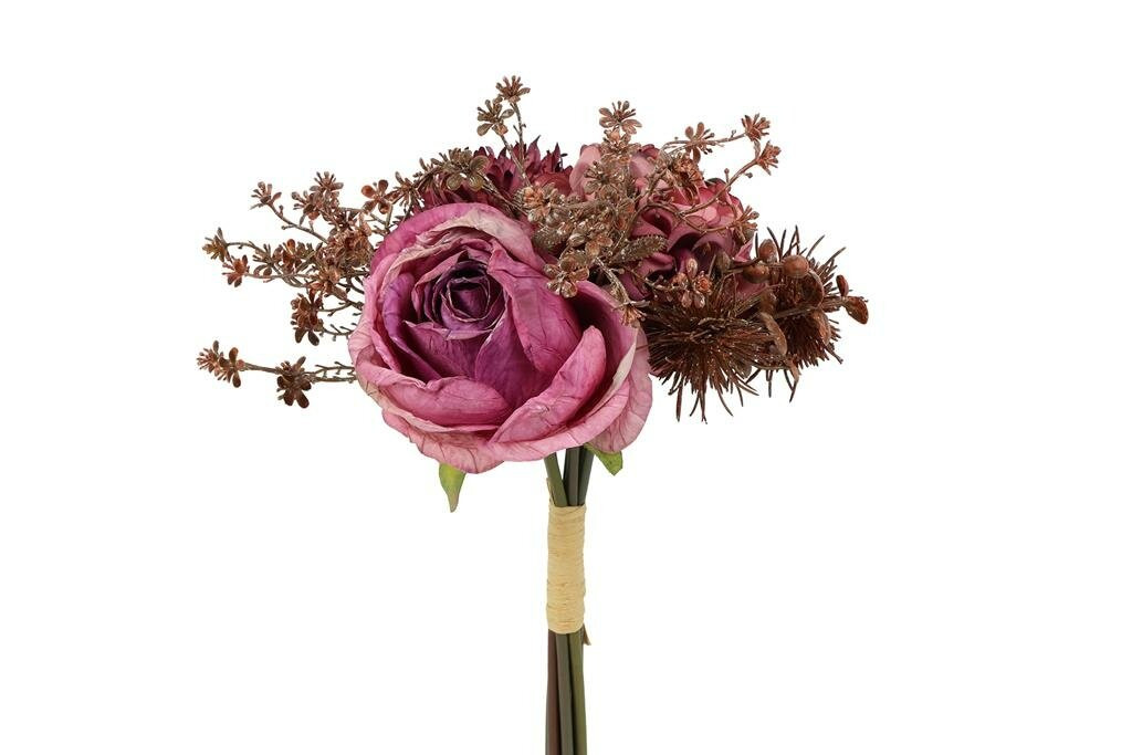 Countryfield zijden boeket hydrangea rosa paars 30 cm
