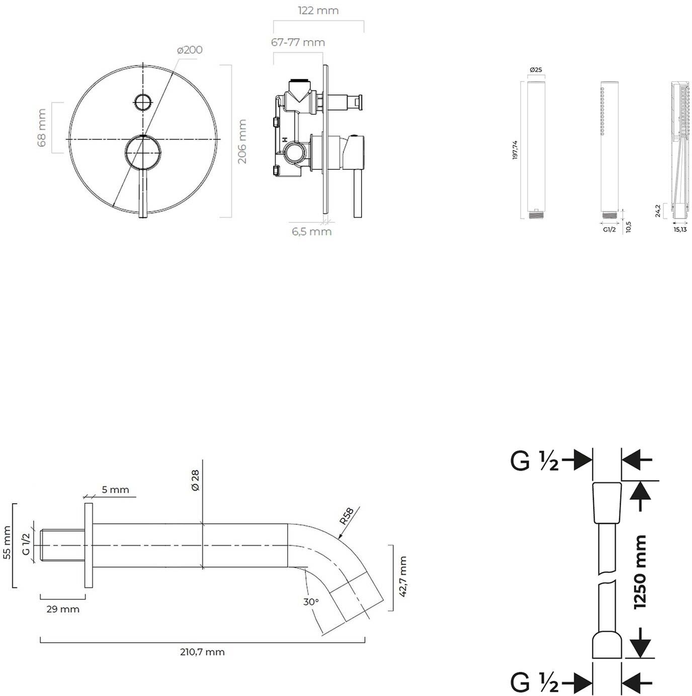 OLTENS Molle Duschsystem mit Unterputz-Armatur, Stabhandbrause und Wanneneinlauf