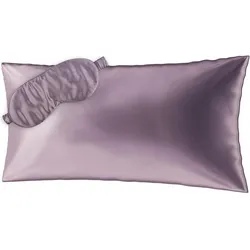 Ailoria BEAUTY SLEEP SET Silk Zipper Pillowcase (40x80) (purple) with eye mask, Schlafmaske, Pink
