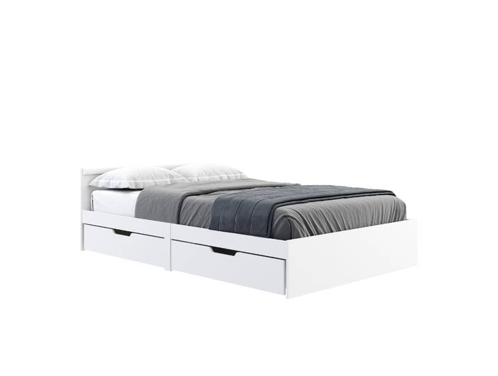 Bett Holz BELLA mit Stauraum und Schubladen 120 x 200 cm weiss
