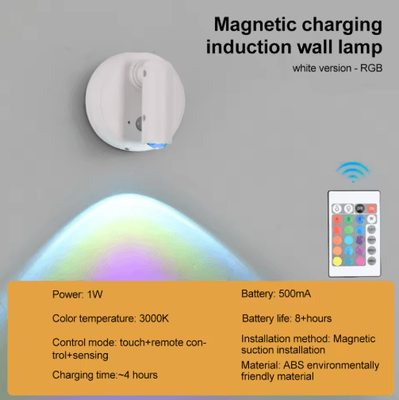 Inspire Picks RGB Magnetic LED Wall Light USB Rechargeable Touch Dimmable Bedside Reading Spotlight b