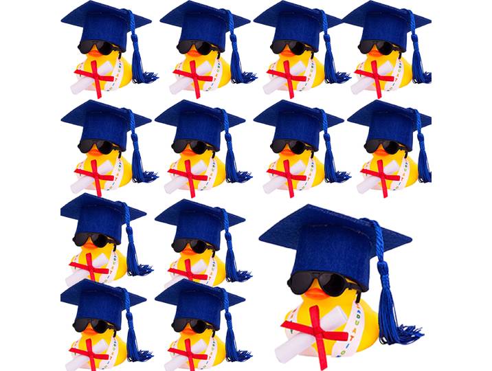 48 ensembles de canards en caoutchouc pour remise de diplôme, avec casquette de diplôme, canard en caoutchouc, casquette de remise de diplôme, cadeaux de remise de diplôme pour étudiants