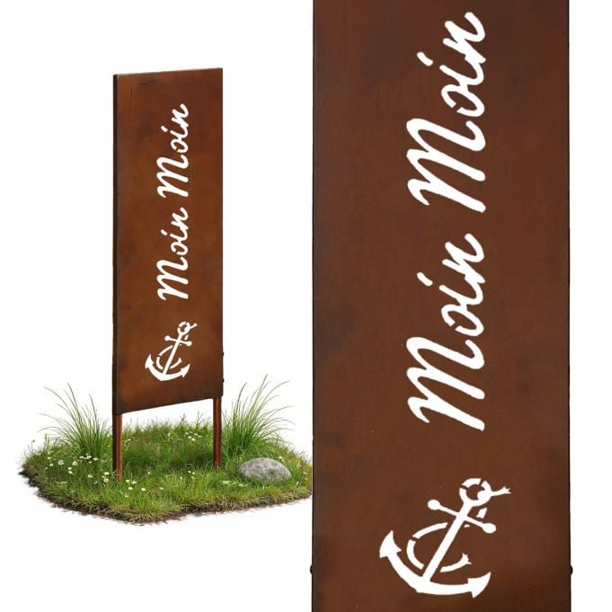 Relaxdays Moin Moin tuinsteker in edelrost, bruin, H 85 x B 28 cm