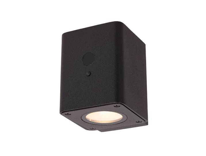 Lucide RAMIN - Wandlamp - Zonne-energie - LED Dimb. - 1x1W 2700K/3000K - IP54 - Beweging & dag/nacht sensor - Zwart