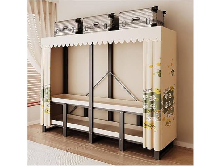 MmcdylyhEU Robuster, tragbarer Kleiderschrank mit Abdeckung – L-hängender Kleiderständer, Faltbarer Kleider-Organizer for Schlafzimmer(Yellow2,88cm/34.6inch)