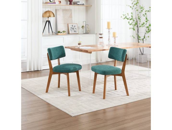 BBWL Esszimmerstuhl 2er Set Leinen Polster Massivholz Küchenstühle modern, Mid Century Esszimmerstühle ergonomisch für Esszimmer Büro