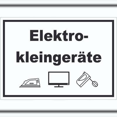 HB-Druck Elektrokleingeräte Mülltrennung Aufkleber Text Symbol Haushaltsgerät A8 (52x74mm)