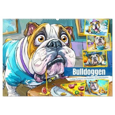 Bulldoggen. Lustige Cartoons von beliebten Charakterköpfen (Wandkalender 2027 DIN A2 quer), CALVENDO Monatskalender