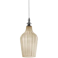 Gea Luce Cleofe S/12 Ockerfarbene Pendelleuchte – Verchromtes Metallgestell, transparentes ockerfarbenes Glas, 1xE27, IP20 – Gealuce