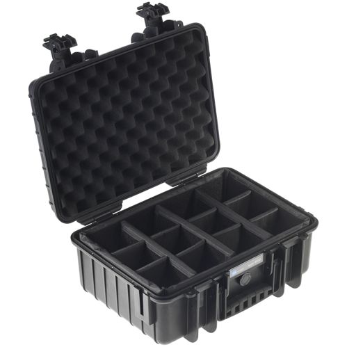 B&W Outdoor Koffer Type 4000 schwarz mit Facheinteilung