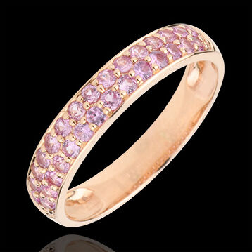Edenly Ring Paradiesvogel - Zweierreihe - RosÃ©gold und Rosa Saphir