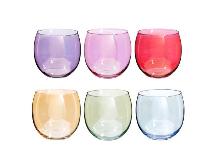 6er-Set Becher aus Glas, bunt