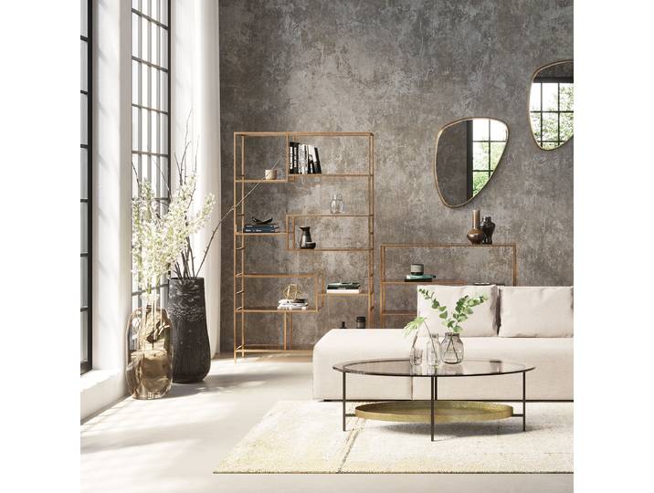 Regal Gestell: Stahl, pulverbeschichtet Böden: Sicherheitsglas ESG , gefärbt Gold 115cm