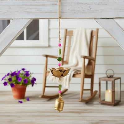 Sagebrook Home "Glass Metal Bells and Windchimes Garden - 26"" Gold/Green - 7"" x 7"" x 26"""