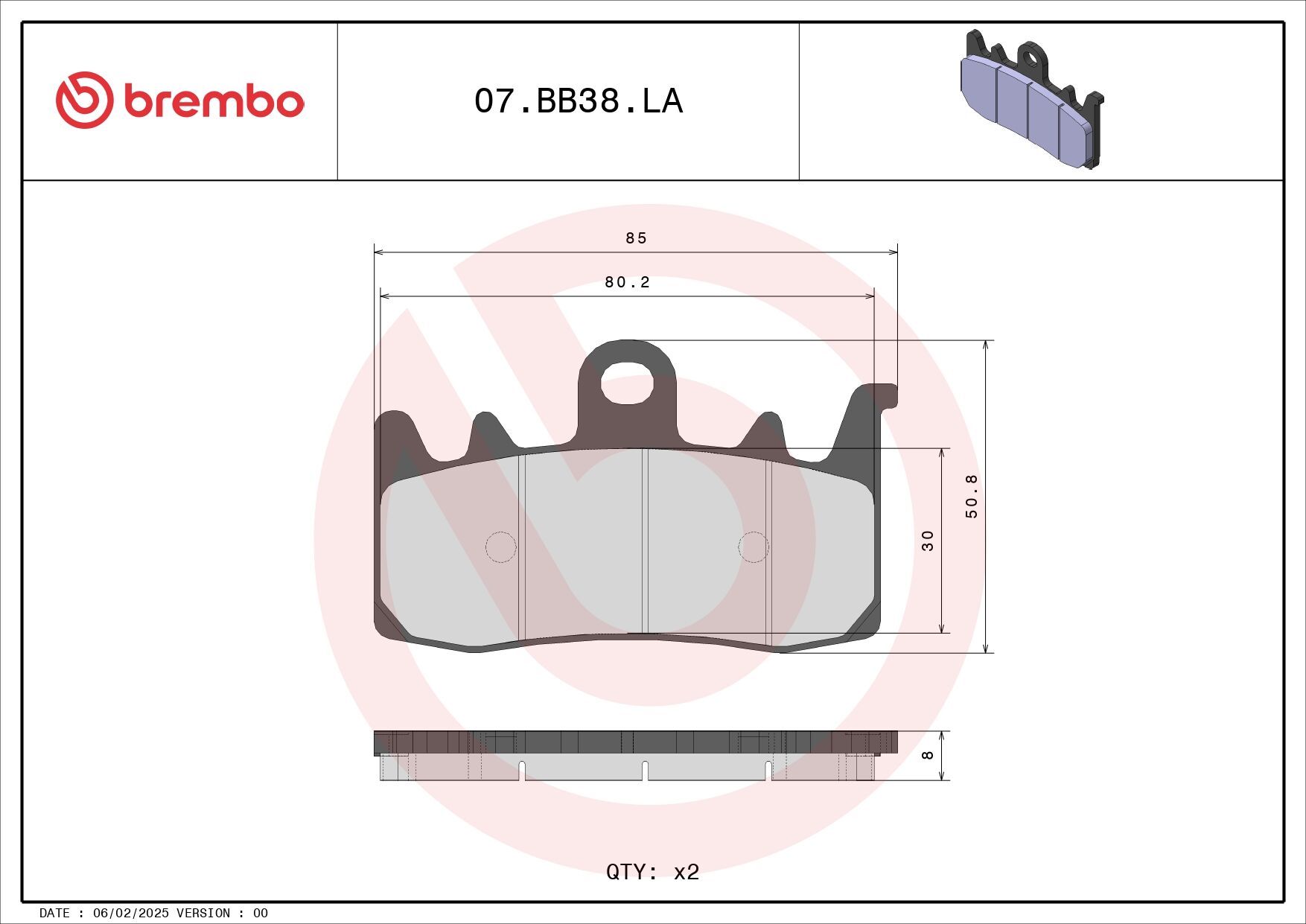 Brembo Bremsbelagsatz, Scheibenbremse 07bb38la