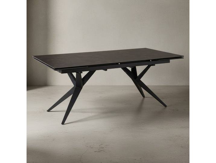 KADIMA DESIGN Esstisch Esszimmertisch 180 - 260 cm Ausziehbar Keramik Glas Schwarz, (Extravagant mit Metallbeinen), Keramiktisch Groß, Designer Küchentisch Rechteckig, Esstisch