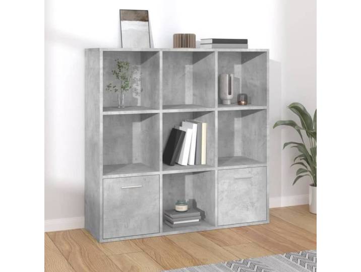 Elegant Meuble étagère Salon - Bibliothèque Gris béton 98x30x98 cm Aggloméré Bonne vie 29275 - Gris 29 Kg