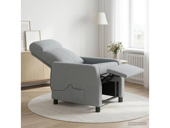 vidaXL Massage Relaxsessel Hellgrau Stoff