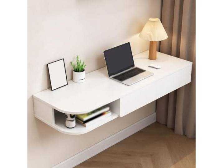 PGZMDTWI Schwebender Schminktisch, Wandtisch, Holz-Arbeitsplatz Platzsparendes Design mit Einfacher Aufbewahrung für Zuhause, Büro und Kleine Wohnung(Right B,120 cm47.24 in)